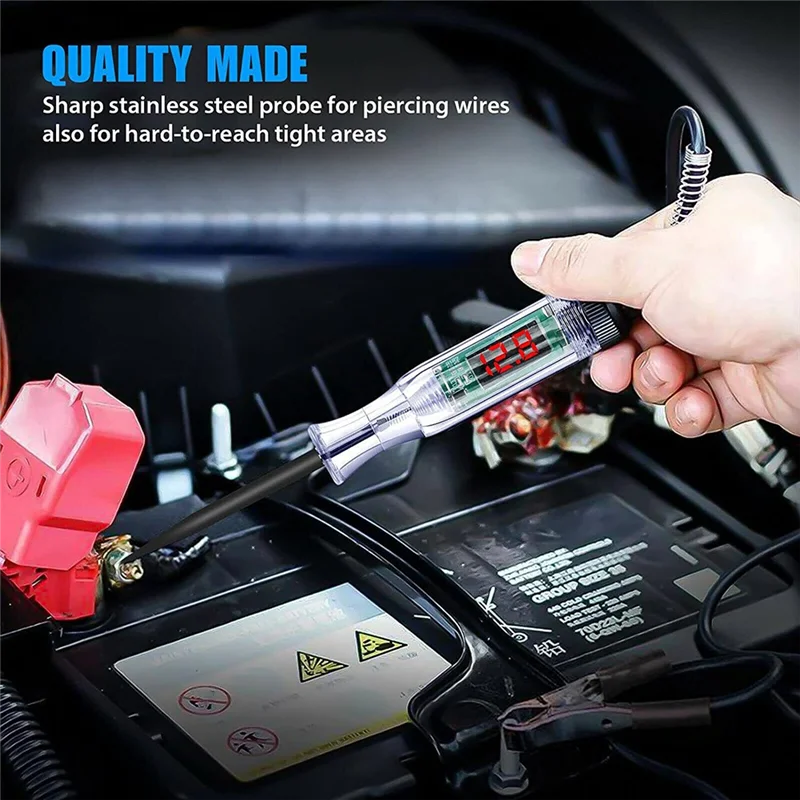 Penna di prova del circuito del camion dell'automobile, Tester del circuito, luce di prova automobilistica digitale 6V/12V/24V DC con guanti