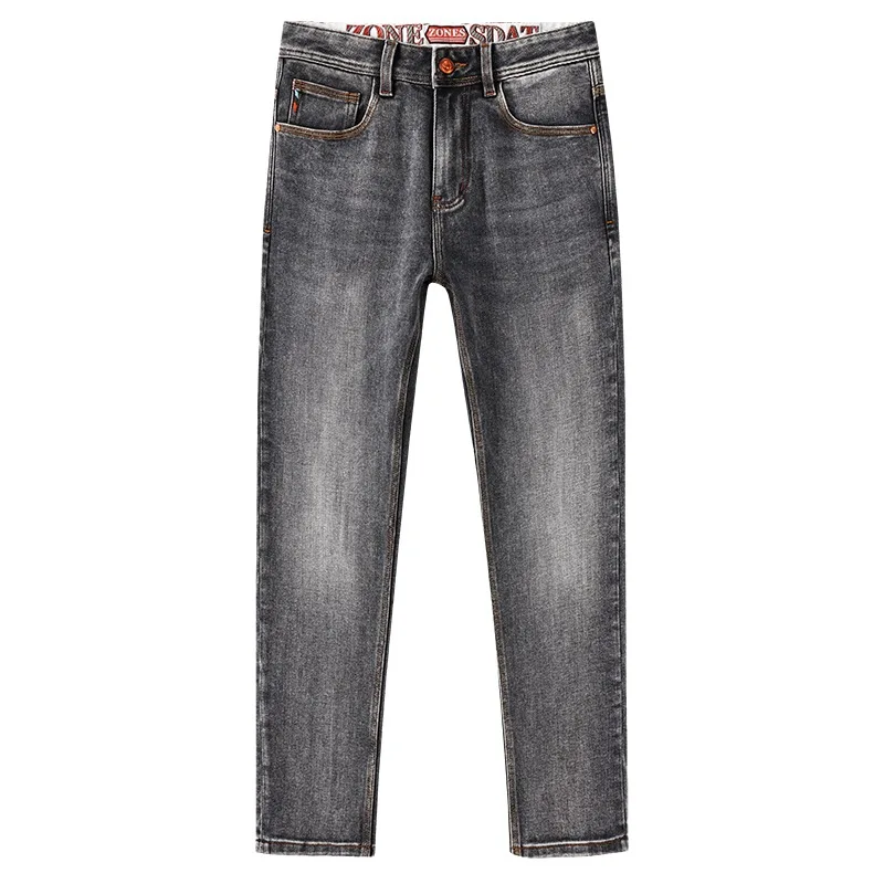 Men Women Heavyweight Slim Fit Denim Jeans Washed Pants Cotton Trousers Full Length Fall Casual Unisex W