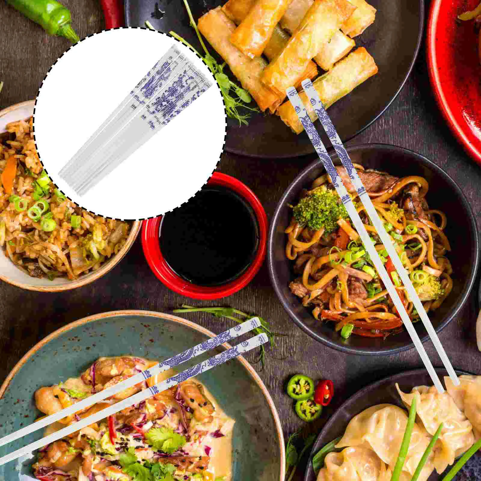 

5 Pairs Blue and White Porcelain Chopsticks Ceramic Long Chopsticks Chinese Tableware for Home Restaurant (Random Pattern)