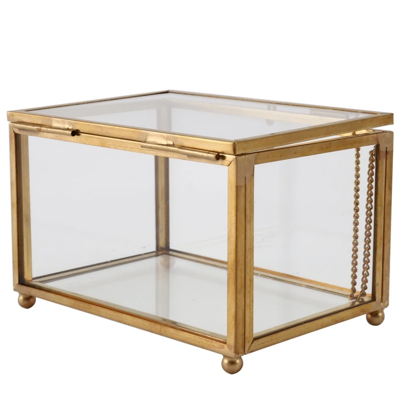 ABWR-แก้วเรขาคณิตสไตล์กล่องเครื่องประดับตารางคอนเทนเนอร์สําหรับแสดงเครื่องประดับ Keepsakes ตกแต่งบ้านพืชคอนเทนเนอร์เครื่องประดับ