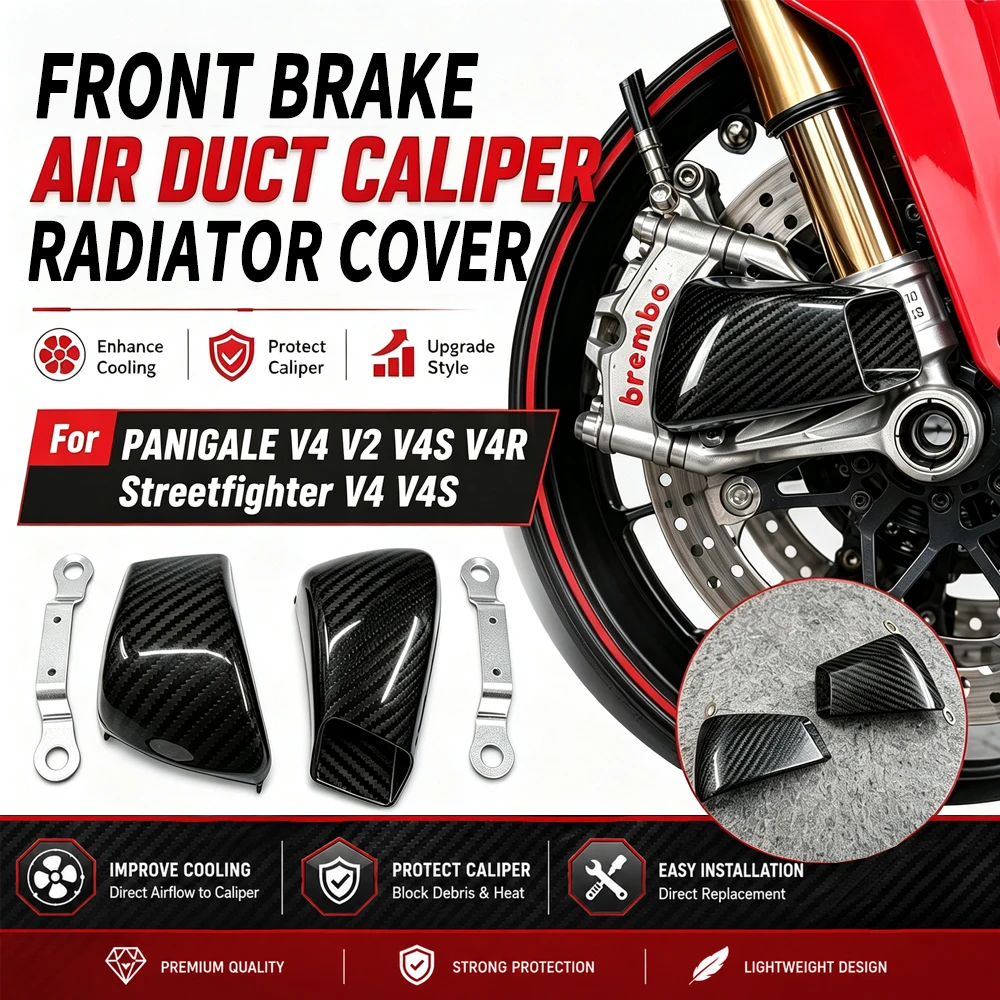 100% Carbon Fiber Motorcycle Front Brake Air Duct Caliper Radiator Cover For DUCATI PANIGALE V4 V2 V4S V4R Streetfighter V4 V4S
