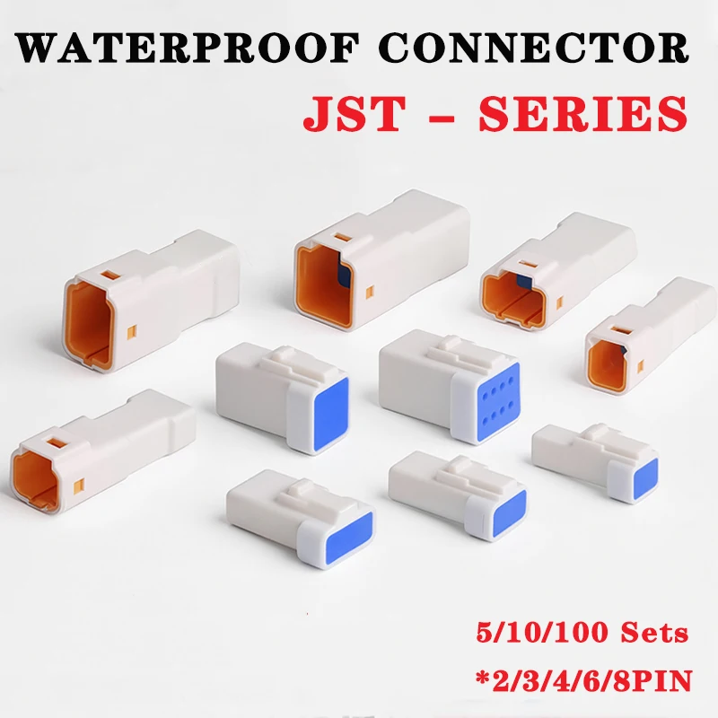 5/10/100 Sets JST02R-JWPF-VSLE Automotive Connectors 2/3/4/6/8 Pin Waterproof Wire Plugs Socket With Terminals
