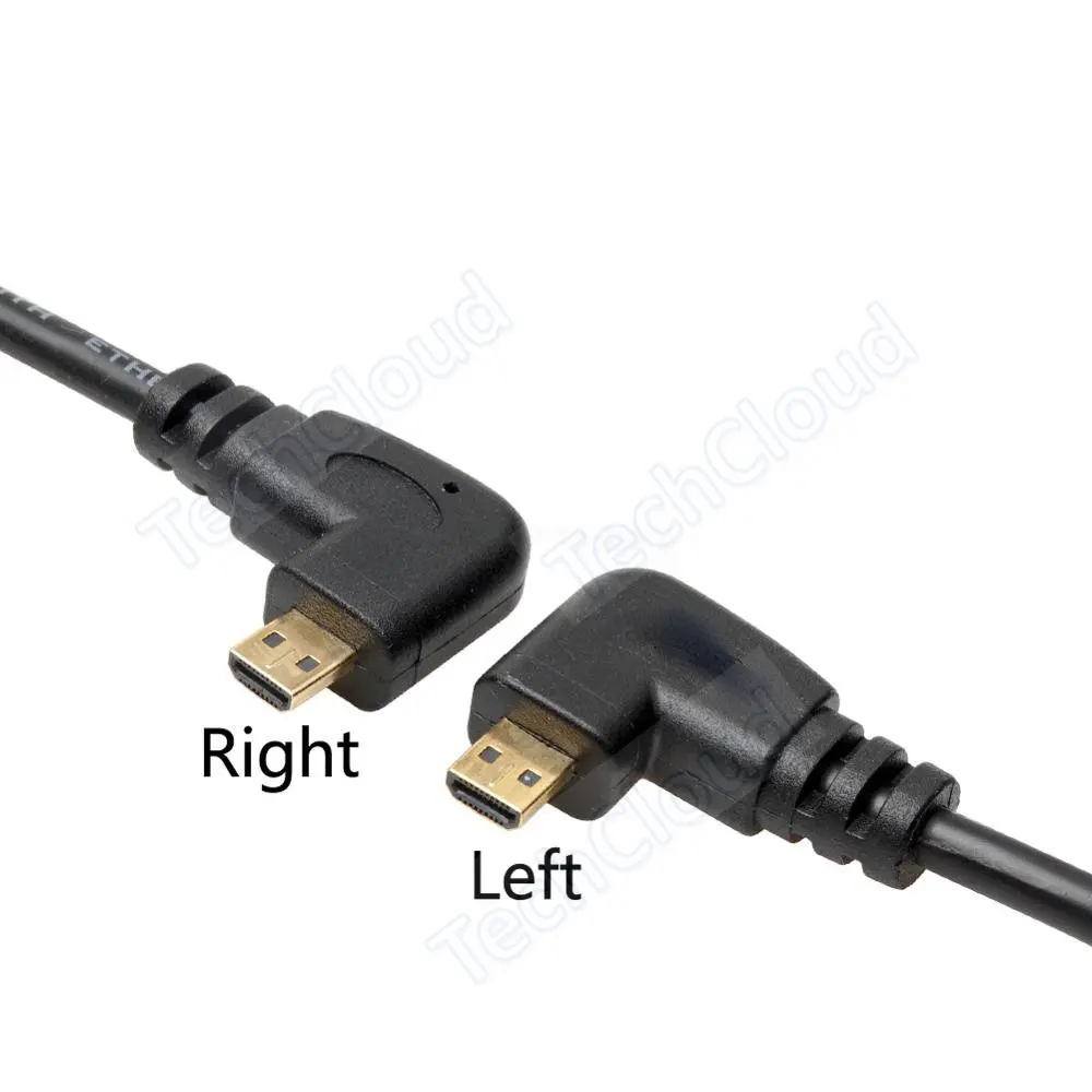 HDMI-compatible type A to D 90 Degree Micro HD to HD Cable Left/Right Angle for Digital camera Sony a6400 GH4 tablet 30cm/150cm