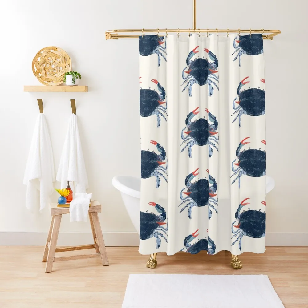

Blue Crab Shower Curtain Modern Bathroom Accessories Bathroom Fabric For Bathroom Waterproof Shower And Anti-Mold Curtain
