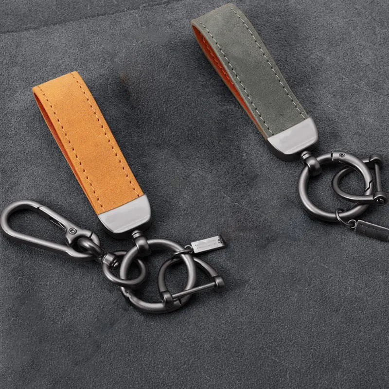 Retro Handgefertigter Leder-Autoschlüsselanhänger für Männer und Frauen Einfacher Rindsleder-Schlüsselring Modisches Unisex-Geschäftsaccessoire Langlebiger Schlüsselhalter – Detail 4