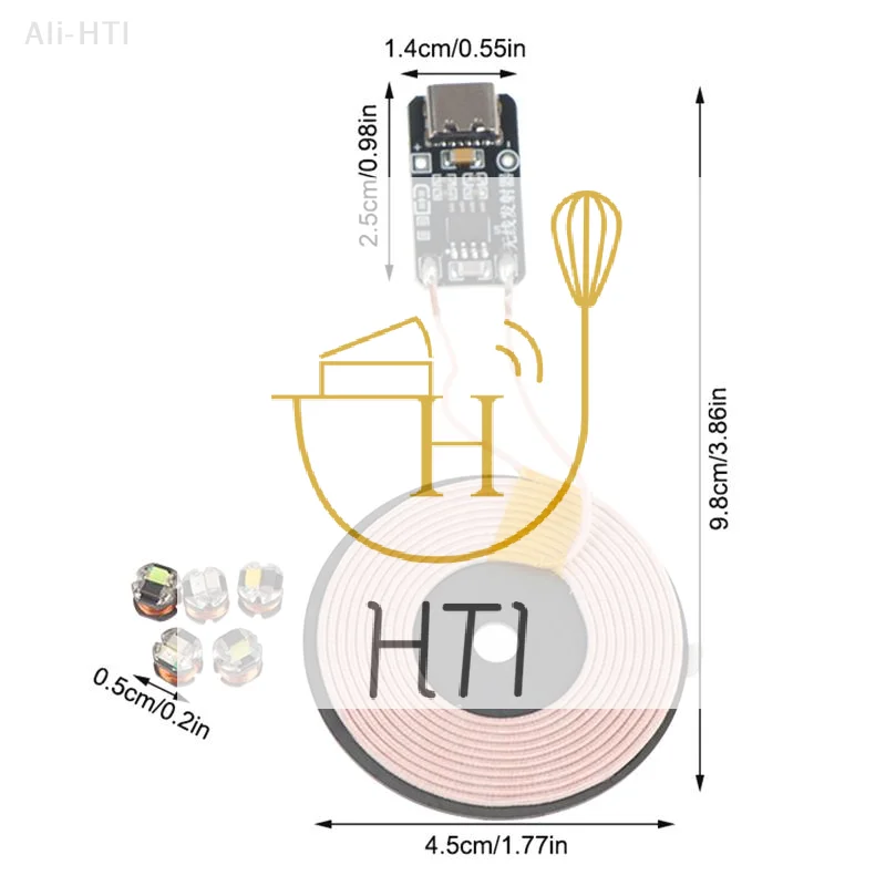 5Pcs Wireless LED Receiver Light Lamp Model Diorama Robots TYPE-C 5V Wireless Power Supply Transmitter Coil Induction