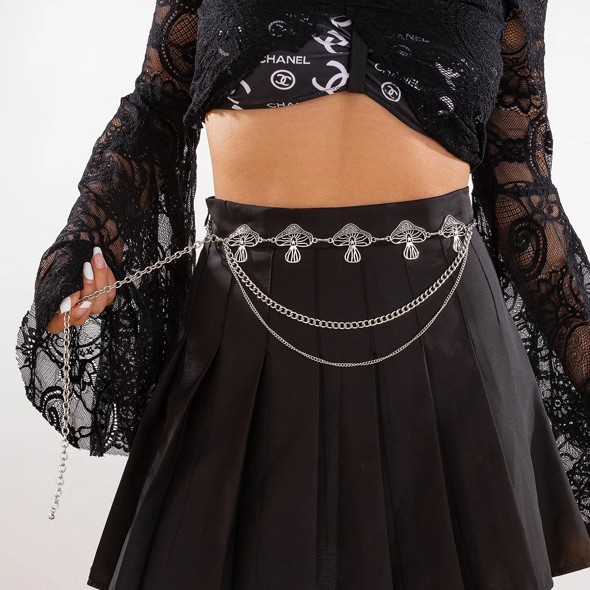 حزام قابل للتعديل للنساء ، سلسلة معدنية متعددة الطبقات ، سلسلة خصر البطن ، حزام تنورة هيب هوب ، قلب حب ، إكسسوارات Y2K ، موضة #3