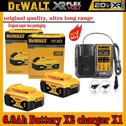 기존 DEWALT BDC112 20V 6.0Ah 리튬 이온 배터리 및 충전기 DCB205/DCB206 전동 공구와 호환 가능 고속 충전 긴 사이클 Lif Best5