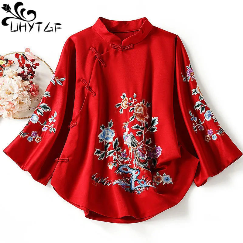 

Autumn Ethnic Style Tang Suit Coat Vintage Harajuku 2024 Embroidery Chinese Tops Women Blouse Eleganti Loose Female Shirt 589