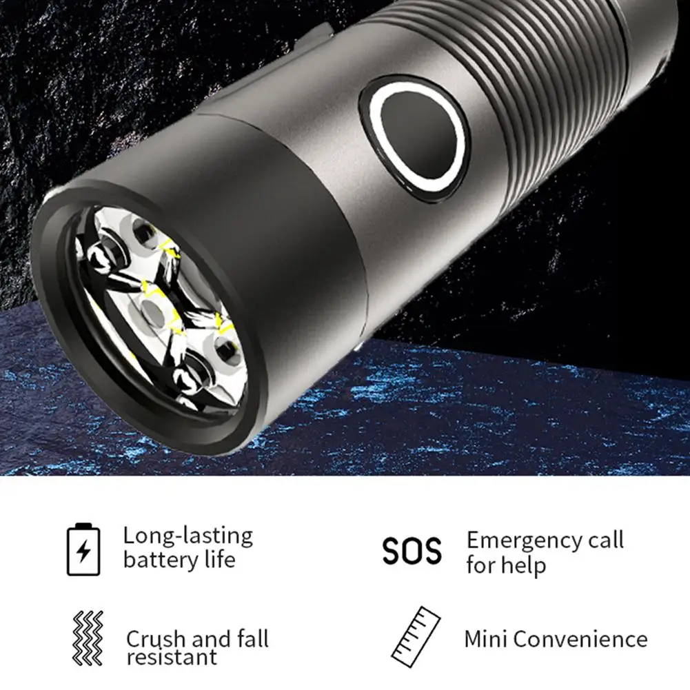 New XPG Highlight Flashlight TYPE-C Charging Poleless Dimming Mini Portable Steel Cannon Flashlight Outdoor Camping Flashlight