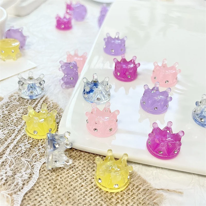 

New arrived 20pcs/lot color print cartoon crown shape acrylic beads with hole diy jewelry garment pen accessory