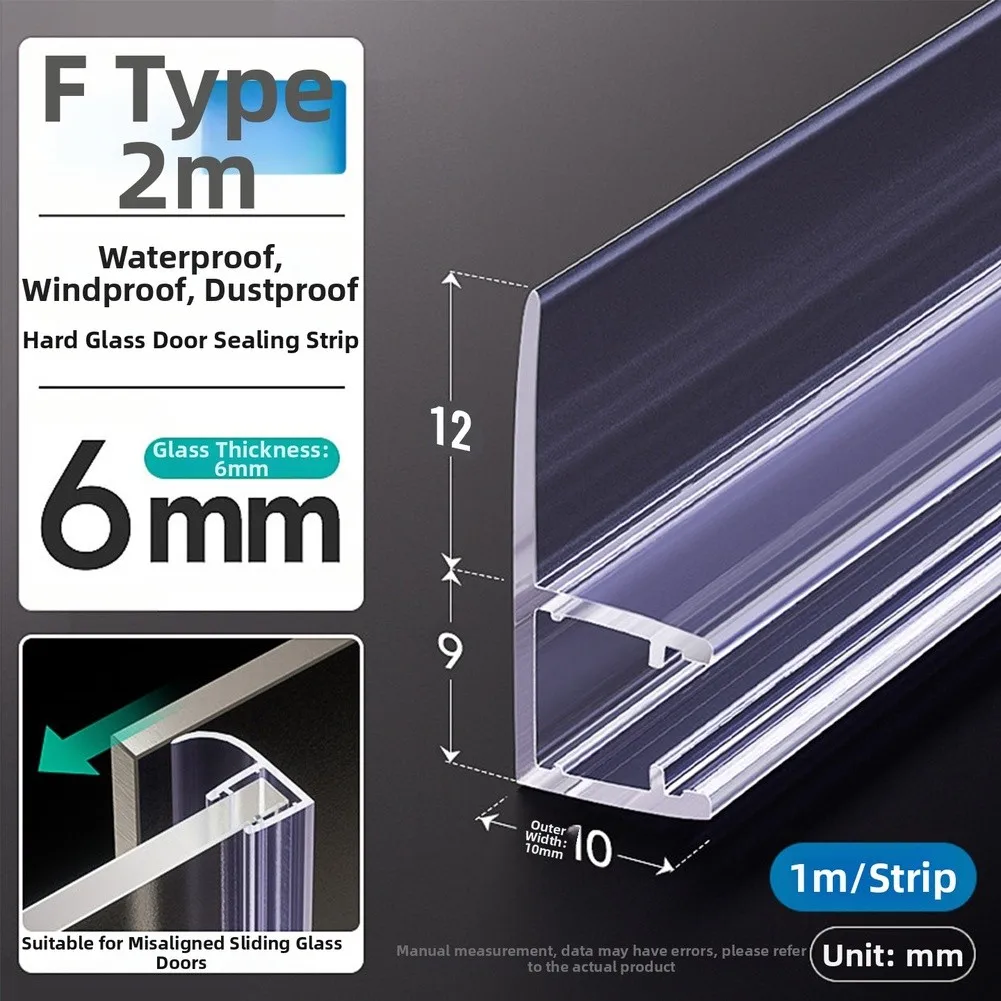 Water Containment Door Seal Strip for Glass Shower Doors Featuring Thickened Widened Design to Resist Overflow