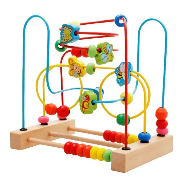 Wooden Math Toy Circles Classic Bead Maze Montessori Educational Toy for