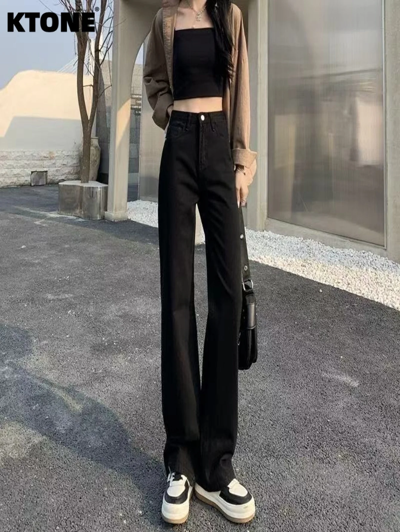 

Men's Slim Tight Black Jeans Pants Trendy Y2k Style For Man Daily Wear No accessories or belts included