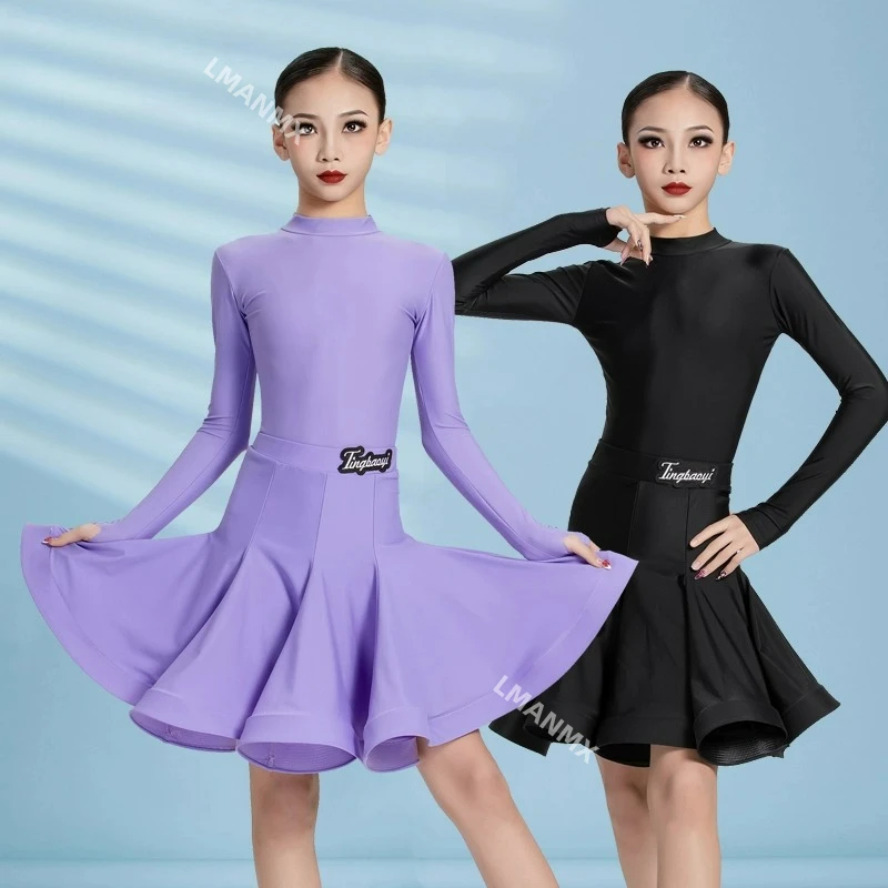 2025 nuevo vestido de baile latino primavera y otoño vestido de actuación de práctica de manga corta