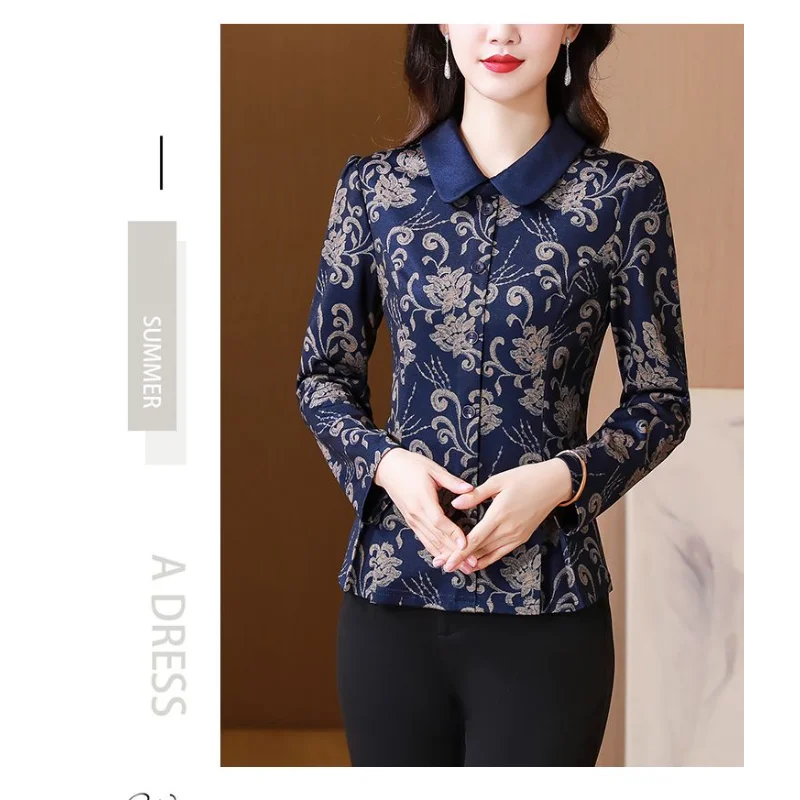 

Новые универсальные топы в китайском стиле с принтом в стиле ретро, весенне-осенние новые женские рубашки с длинными рукавами