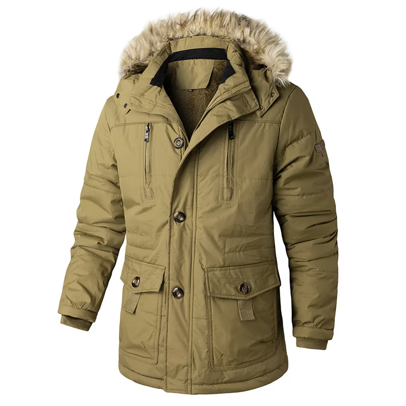 New Fashion Winter Men Long Sleeve Hooded Thicken Parkas Male Simple Basic Casual Daily Coats European American Fashion Clothes