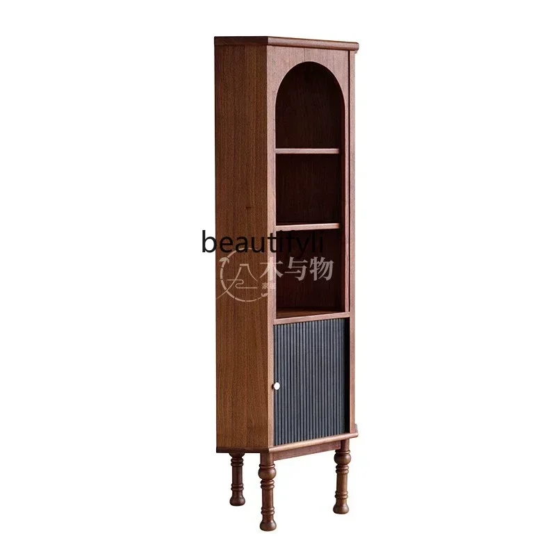 

French retro solid wood corner cabinet, storage cabinet, living room, American triangular dining side cabinet