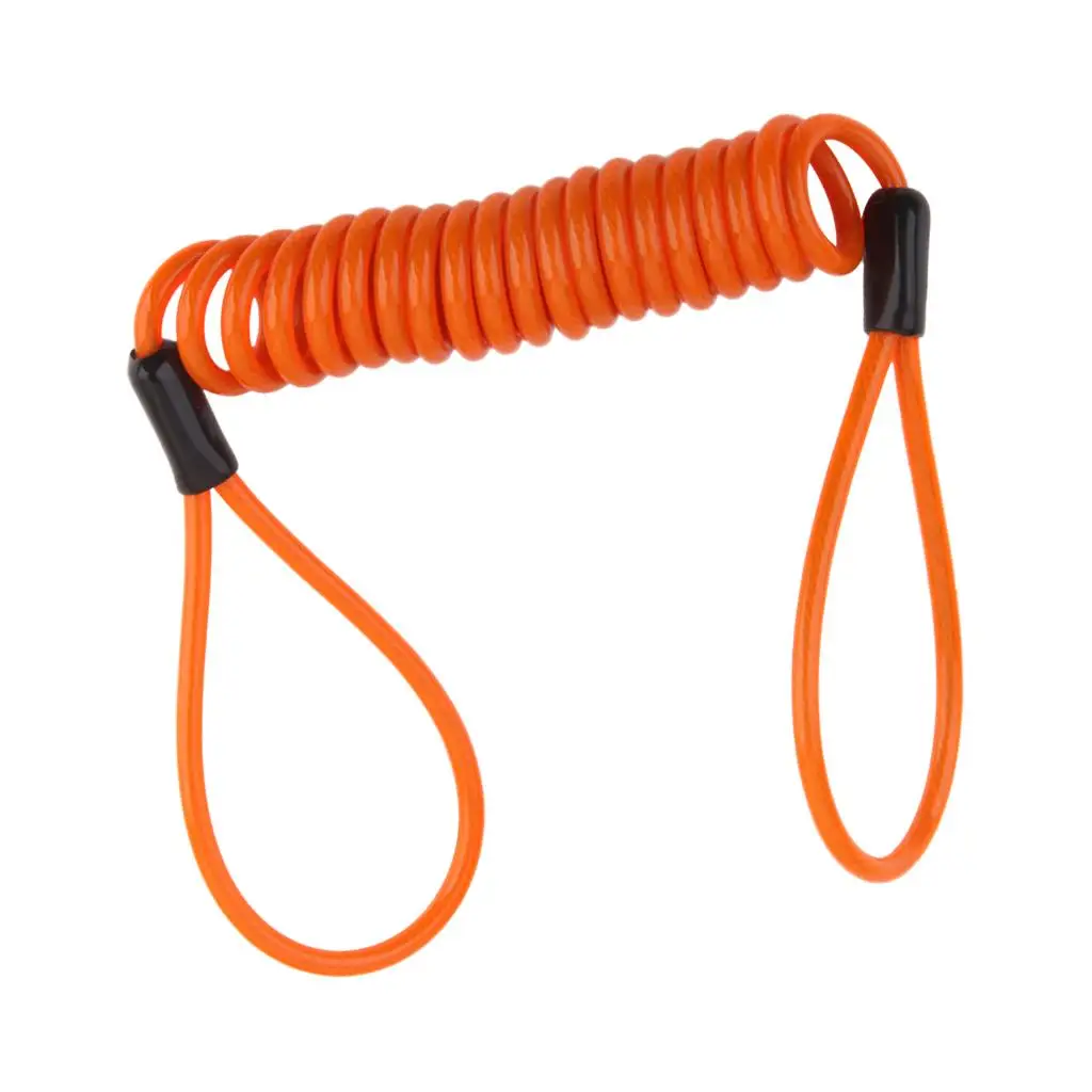 Lanyard Spring Coil Wire Rope Disc Brake Lock Reminder Cable Orange