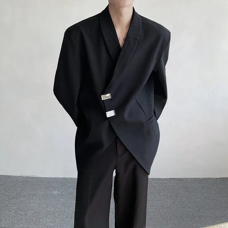 WTHT Fashion Men's Solid Color Pockets Design Casua Blazer Coats Trendy 2025 Summer Turn Down Collar Loose Jackets Male 2A0522