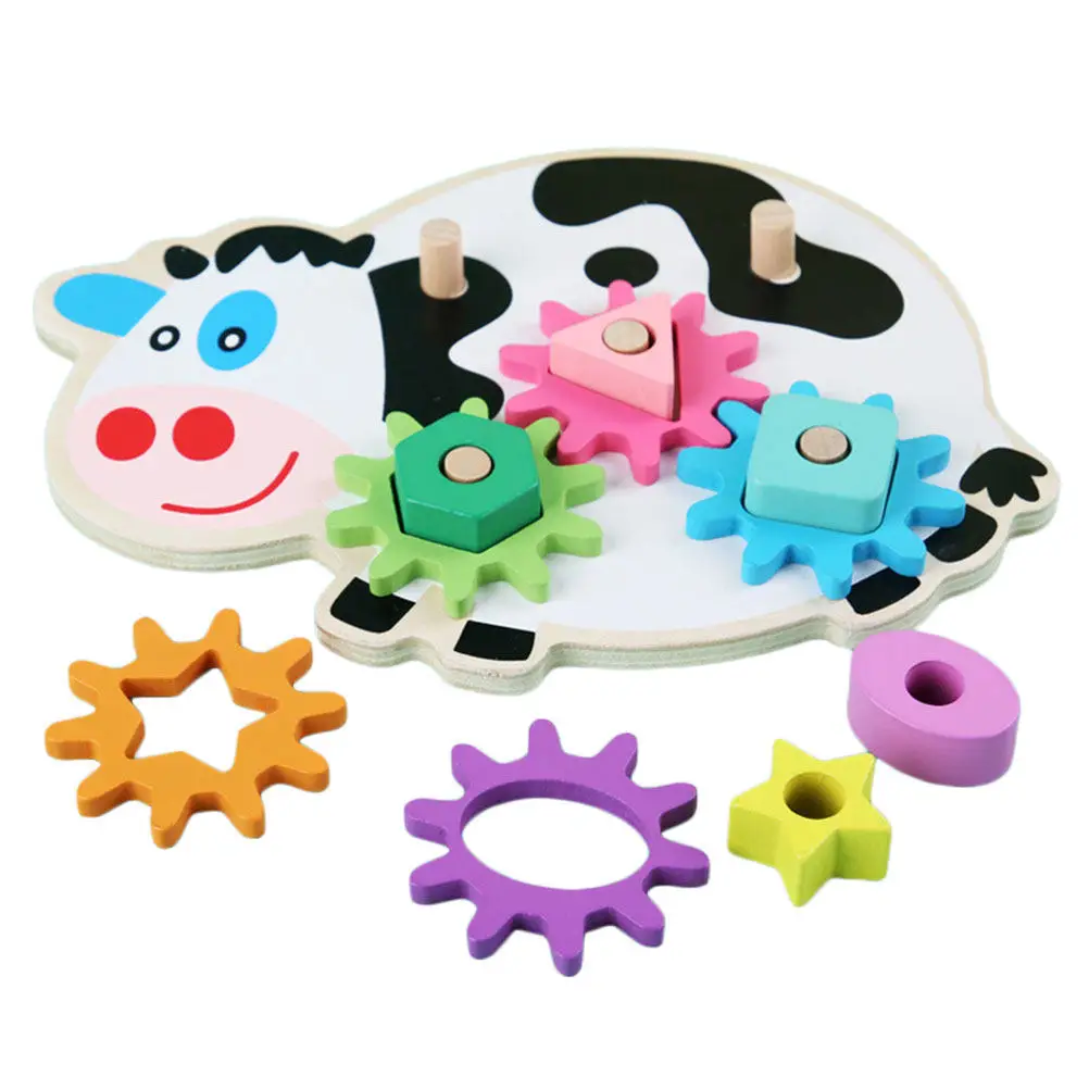 

1Set Kindergarten Teaching Aids Gear Learning Plaything Cow Shape Cognitive Ability Exercise Gear Turning Toy Educational Toy