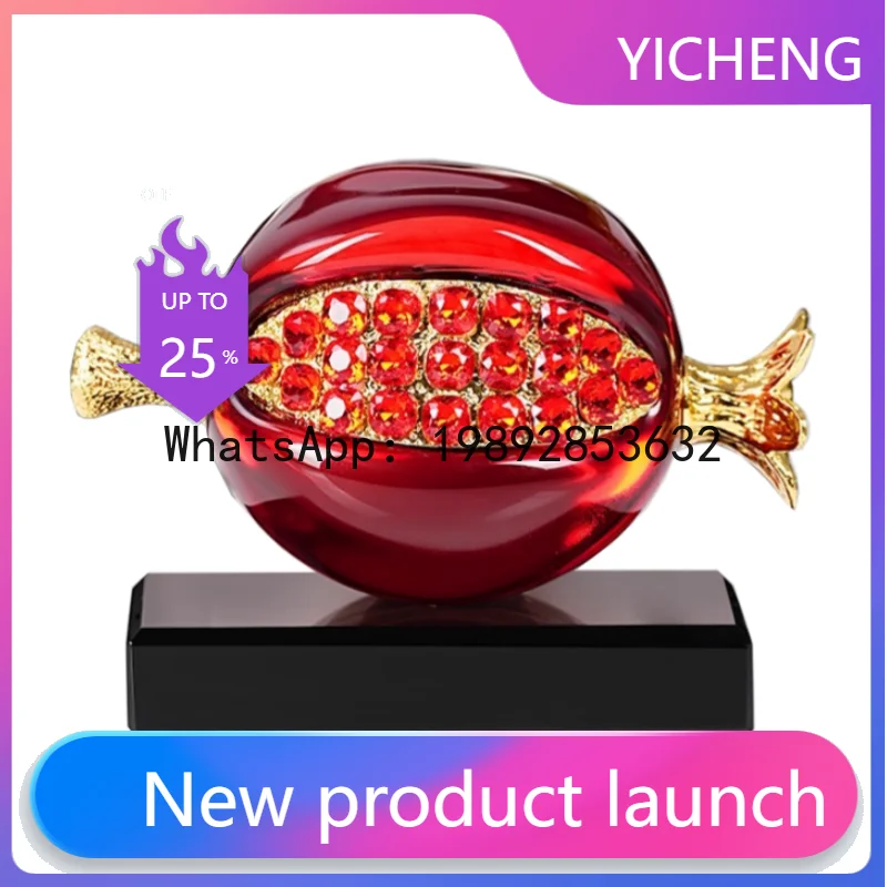 

A2 Glass Handicrafts Crystal Pomegranate Figurine Transparent Pomegranate Fruit Sculpture Home Decoration Accessories