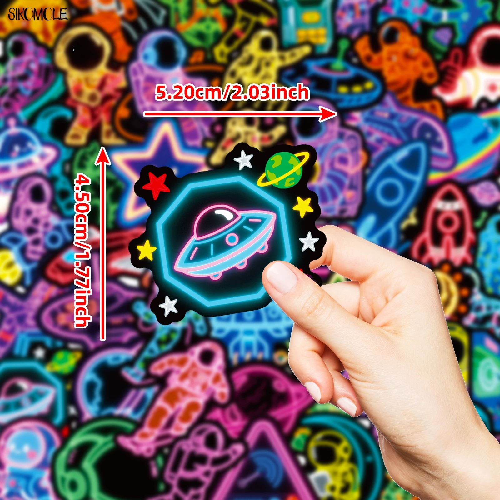 10/30/50PCS นีออนซีรีส์นักบินอวกาศสติกเกอร์ความงาม DIY PVC การ์ตูนตกแต่งแล็ปท็อปกีตาร์กันน้ำสติกเกอร์กราฟฟิตี้