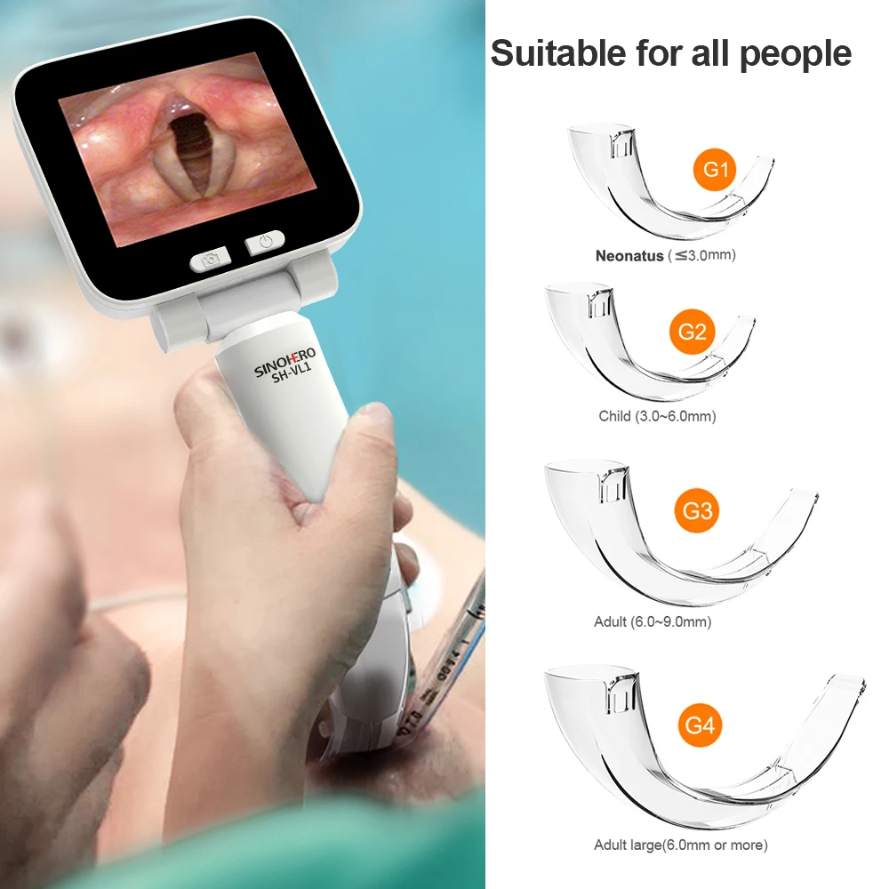 Digital Video Laryngoscope with 4PCS Blades or Neonate Child Adult Blade Full Touch Screen Surgery intubating Flexible Miller