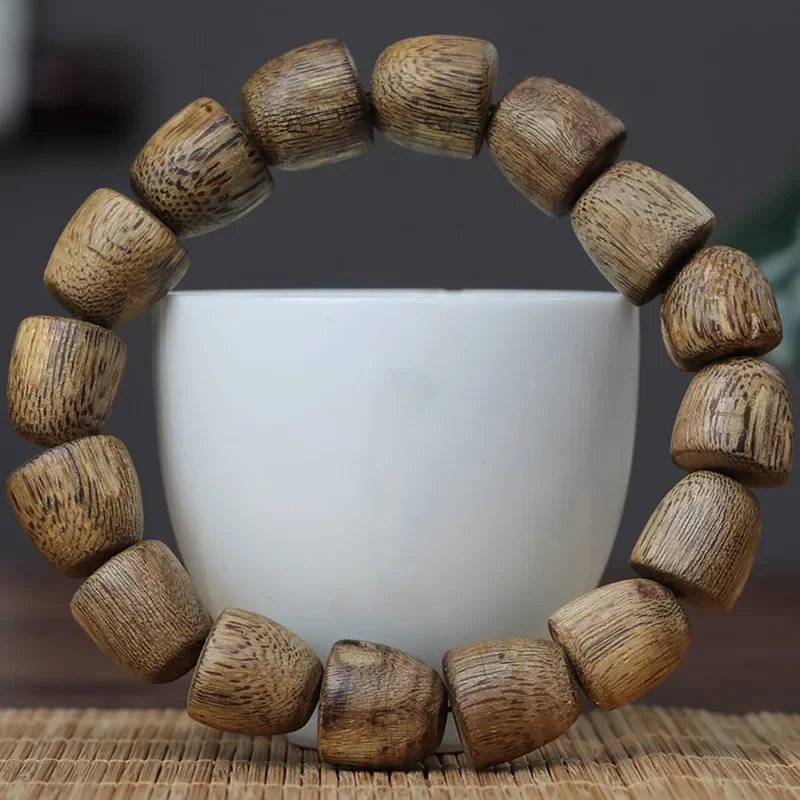 Vietnam Nha Zhuang Yingge Lvqi Nan Old Material Agarwood Bracelet with Shape Wooden Buddha Beads Bracelet for Men and Women