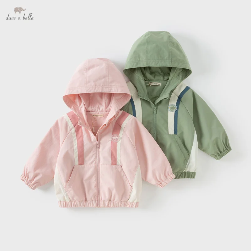 Dave Bella Children Boys Baby Coat Tops 2025 New Spring Girls Fashion Casual Children's Hooded Jacket Sports Outdoor DB1250901