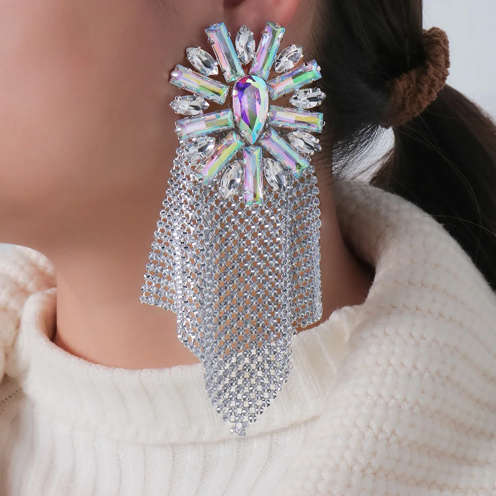 

Stonefans преувеличенные металлические серьги с блестками и стразами для женщин, тренд 2024, новый дизайнер, геометрические висячие серьги, ювелирные изделия для выпускного вечера