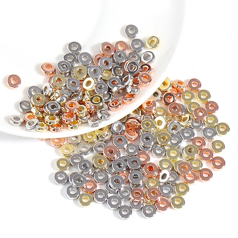 100Pcs/Lot CCB Round Spacer Beads 6/8mm Big Hole Plating Bead For Jewelry Making DIY Bracelet Necklace Accessories