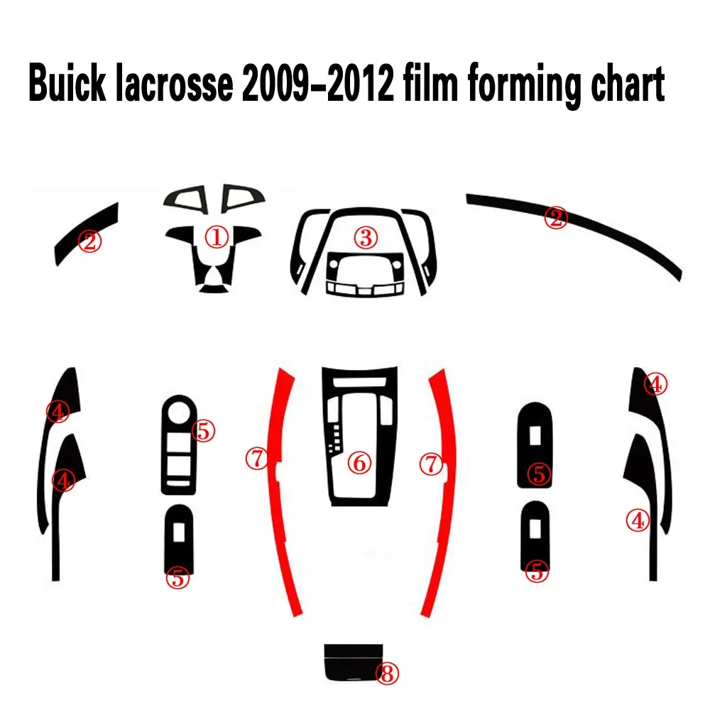 

For Buick lacrosse 2009-2012 Interior Central Control Panel Door Handle 5DCarbon Fiber Stickers Decals Car styling Accessorie