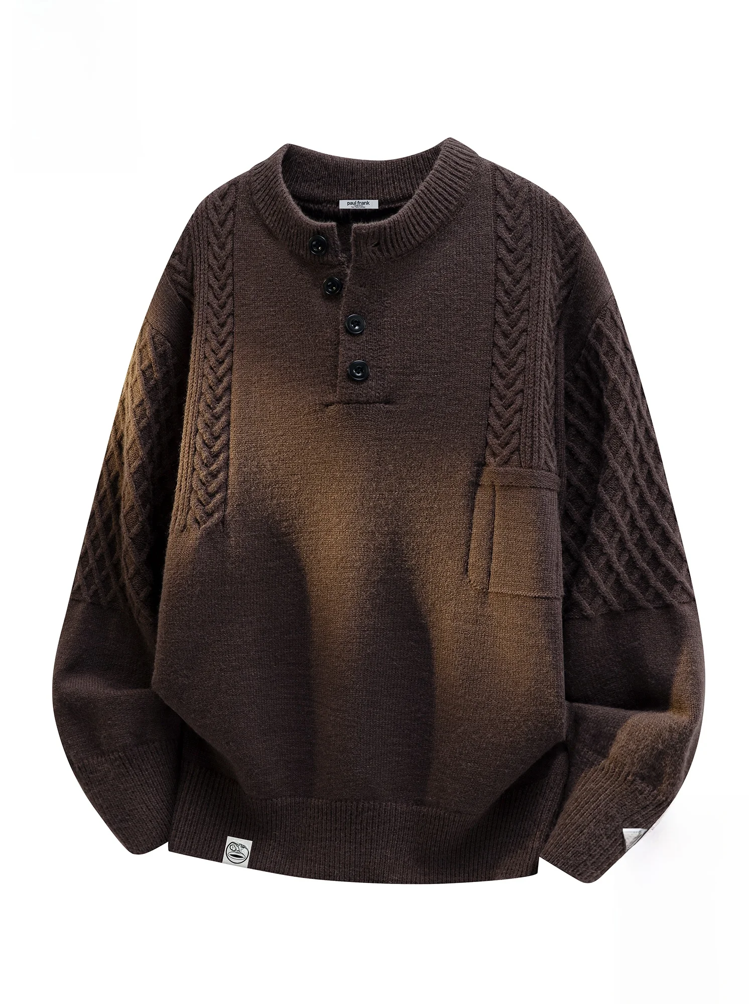 

PaulFrank Casual Knitted Sweater Men's Winter New Loose Warm Henry Collar Linen Patterned Monkey Big Mouth Knitwear