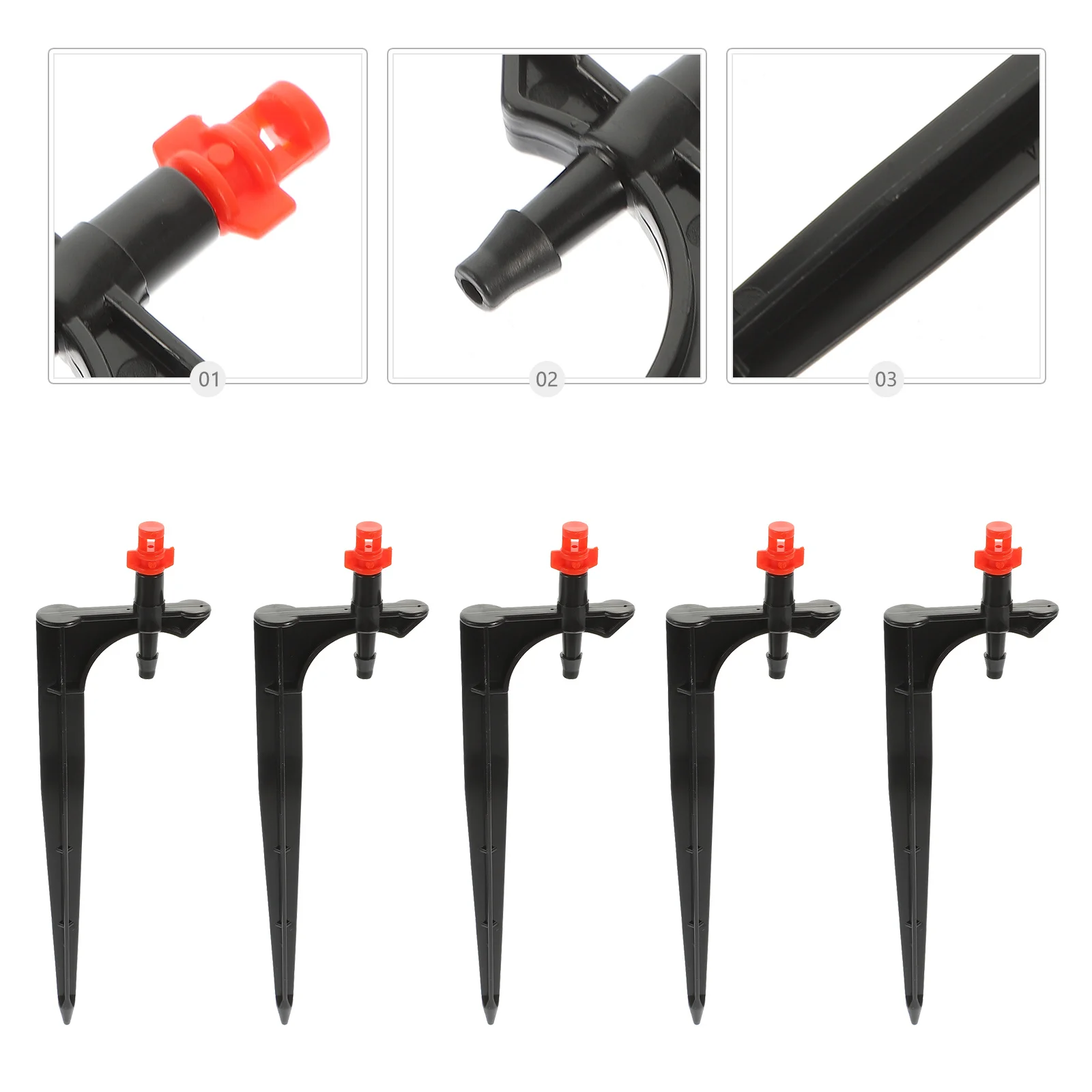 20Pcs Irrigation Spray Nozzle Adjustable Misting Nozzle for Lawn Drip Emitters Stable Plastic Ground Support Design