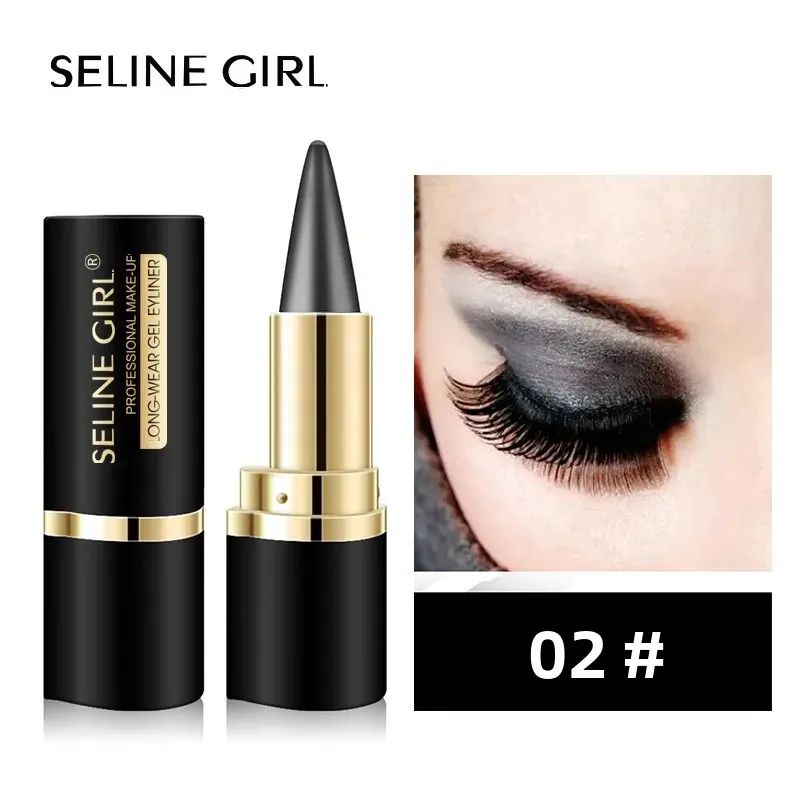 Black Waterproof Eyeliner Paste Quick-Drying Matte Finish Single-End Pen Rich Solid Color for Eyes