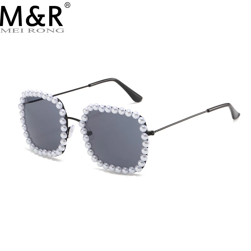 Pearl Square Women's Sunglasses Handmade Custom Glasses Luxury Fashion Stage Women's Eyewear UV400 Oculos De Sol