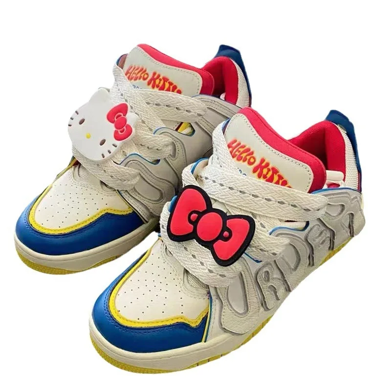 Cosplay Anime Hello Kitty Women\'s Sneakers Cute Cartoon Students Ligh-top Skateboarding Shoes Retro Thick Bottom Couple Shoes