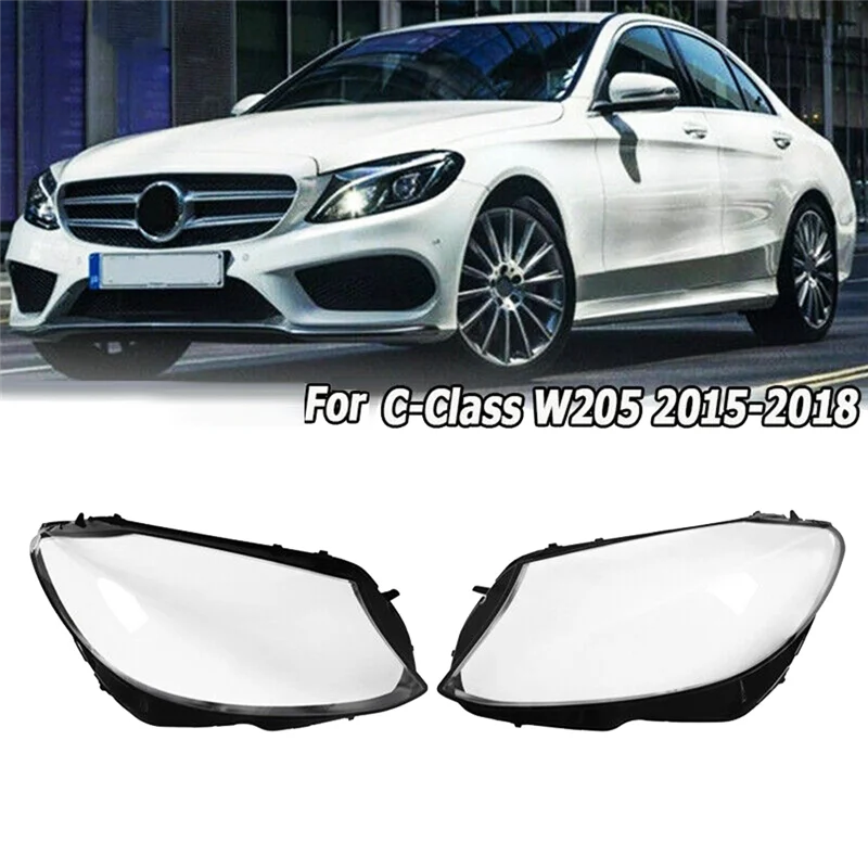 Right Car Headlight Lens Cover Head Light Lamp Shade Shell Lens Lampshade for Mercedes Benz W205 C300 2015-2018