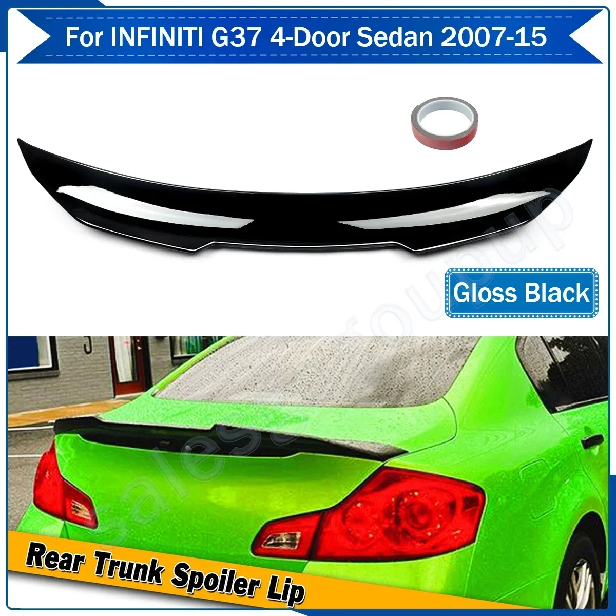 

Rear Wing Primer Color Rear Spoiler PSM Style Highkick For Infiniti G25 G35 G37 Q40 4DR 2007-2015 Glossy black