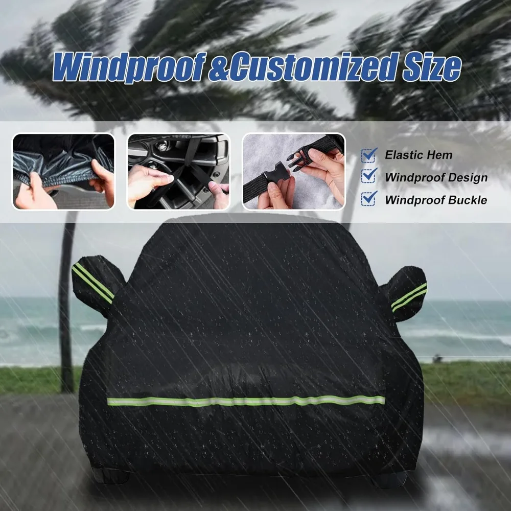 Cubierta de coche personalizada de 6 capas resistente al agua para Hummer H2 SUV 2002-2009, protección para todo tipo de clima en negro