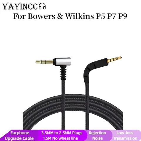 YAYINCC 교체 3.5mm ~ 2.5mm Aux 나일론 땋은 오디오 케이블 연장 코드 와이어 Bowers & Wilkins B&W P5 P9 P7 헤드폰