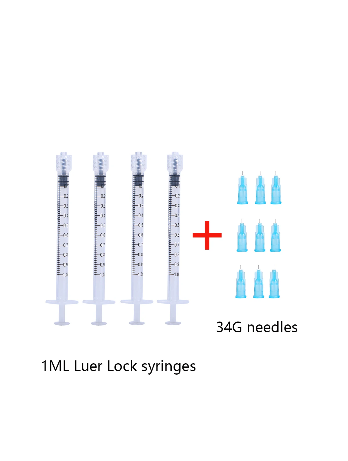 34G 1,5 mm 32G 4 mm 30G 4 mm 1 ml Luer-Lock-Spritzen Schmerzlose kleine Nadel Scharfe Augenlid-Tattoo-Nadeln