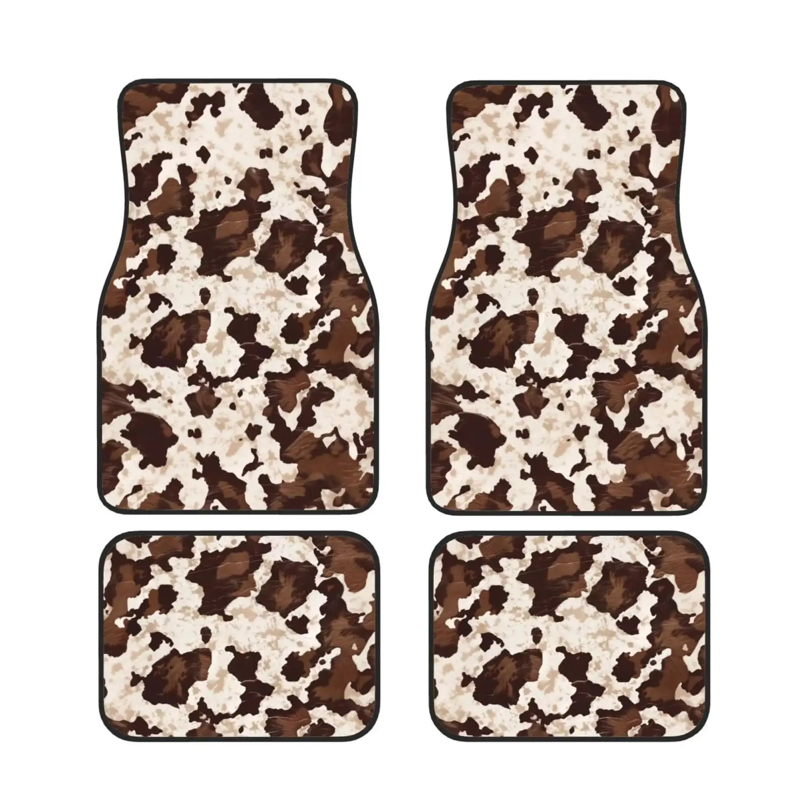 

Cowhide Print Car Floor Mats Set Of 4 Universal Fit Non Slip Front Rear Auto Interior Protection