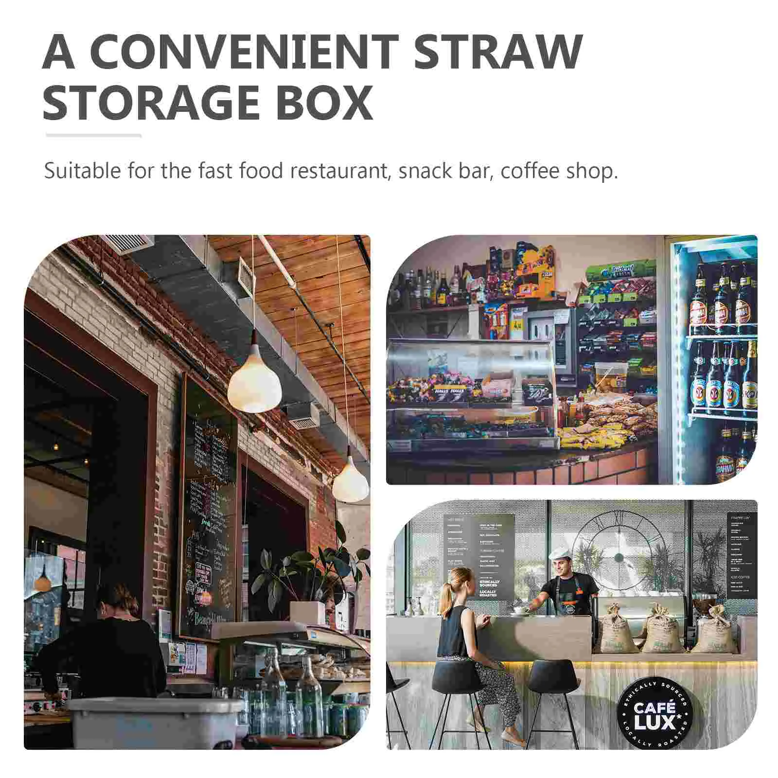 Cocktail Straw Box Straws Automatic Dispenser for Pencils Plastic Drinking Storage Container