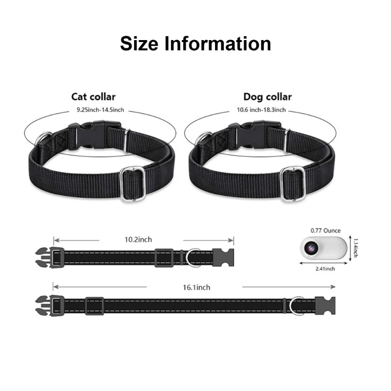 Pet Collar Camera with Wide Angles for Cats and Dogs Camera Collar Digital Recorder for Indoor Outdoor Activity Monitors