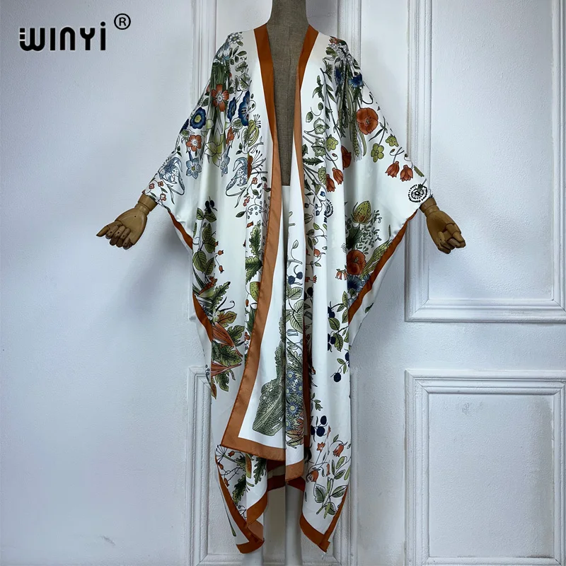 WINYI boho Kimono long down Cardigan beach outfits cover up women kaftan evening dress long down coat party dress beach wear