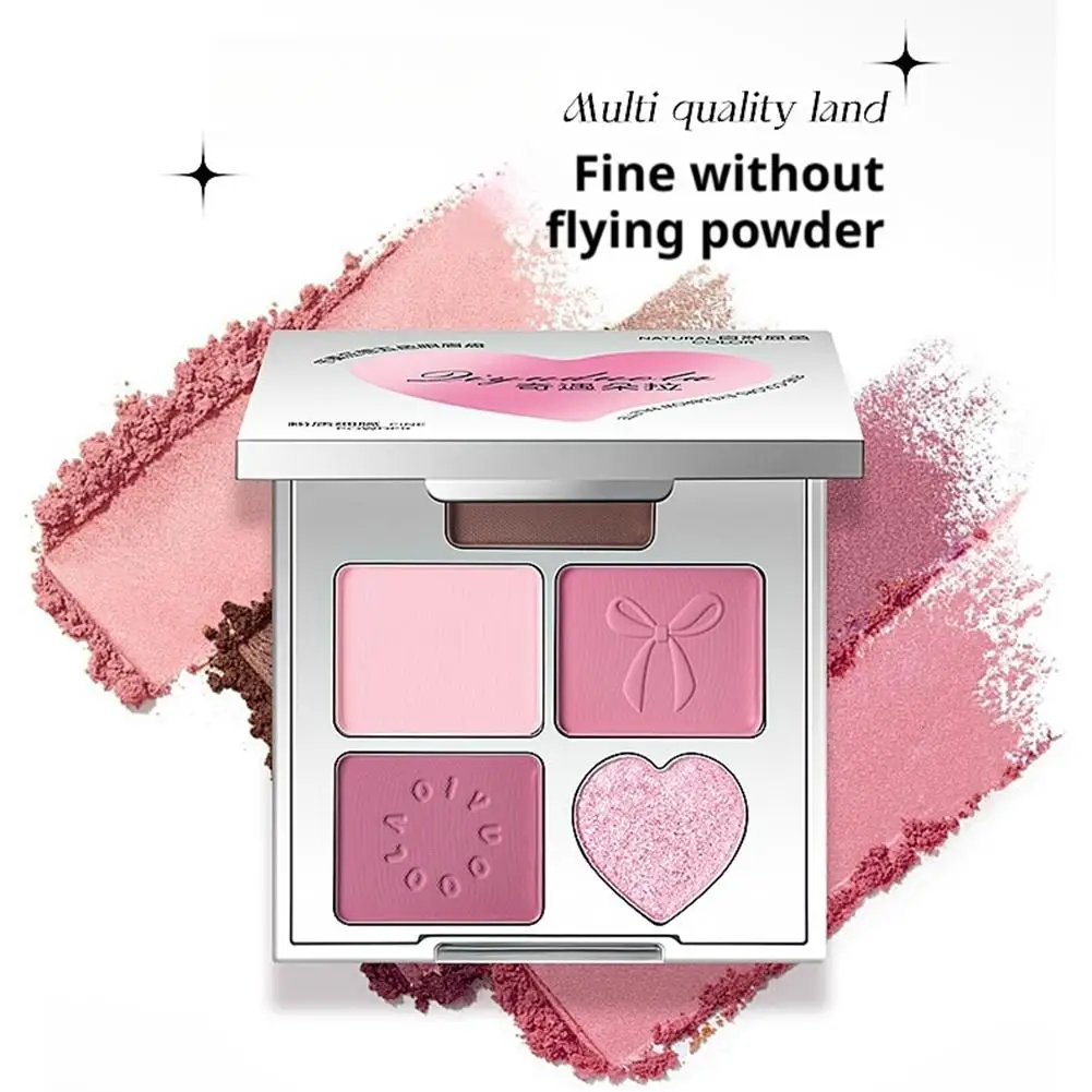 Palette di ombretti a cinque colori Palette di ombretti Love con fard e evidenziatore - Trucco occhi donna con lucentezza naturale e duratura