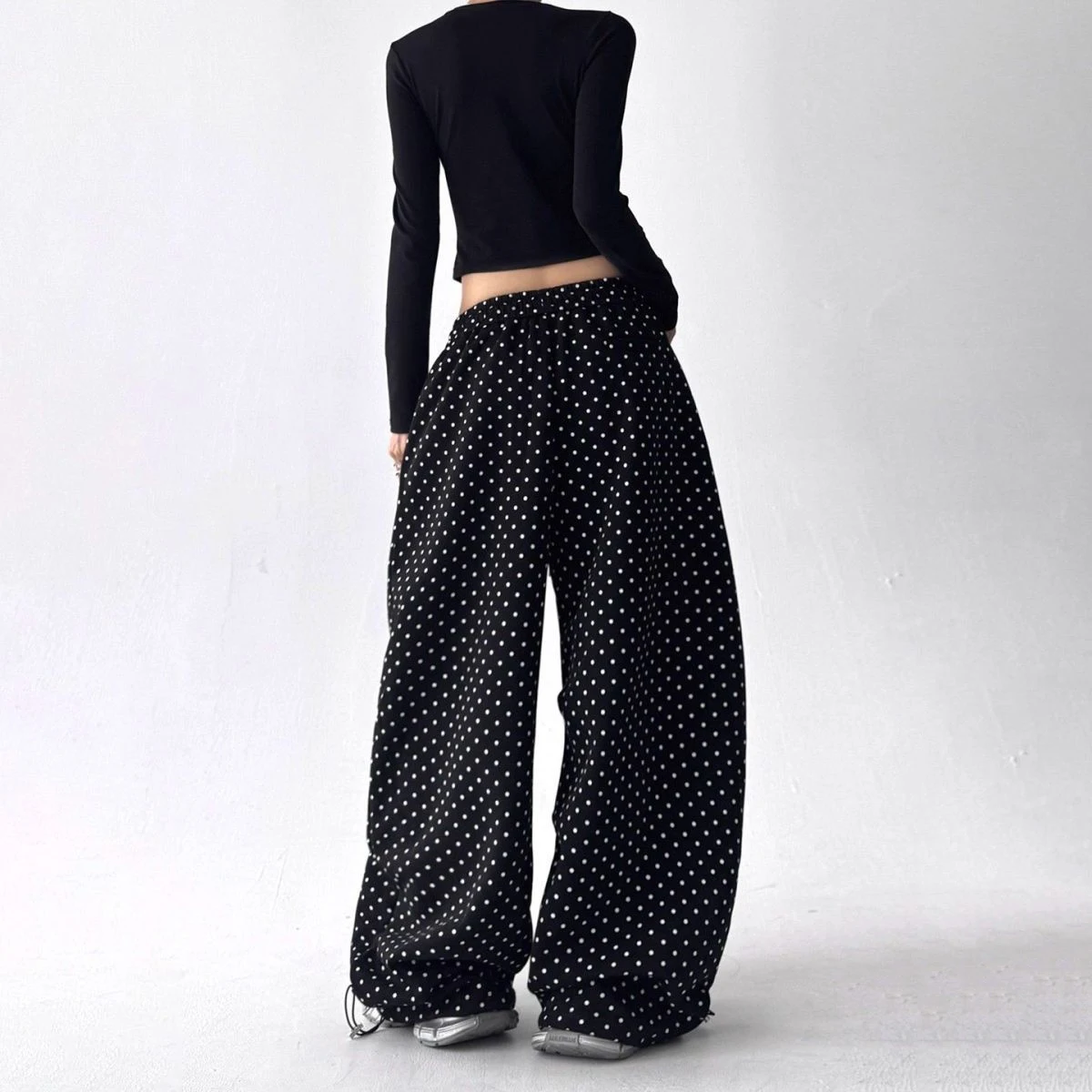 2025 autumn new American retro polka dot printed women's straight leg sweatpants millennial hot girl trendy casual pants
