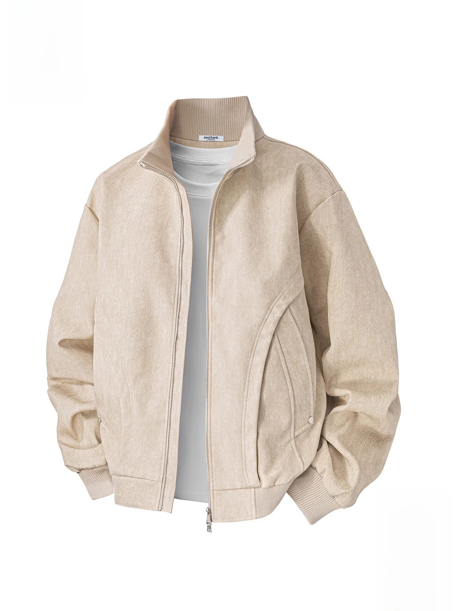 

PaulFrank Loose Fit Casual Jaet Men's Spring New Sle Big Mouth Monkey Stand Collar Leather Coat Youth Faion PU Material